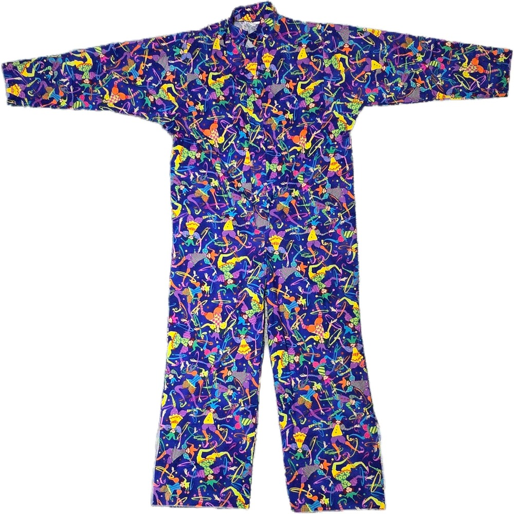 Daytona Magic Clown Print Jumpsuit Unisex Medium Blue Novelty Circus Costume